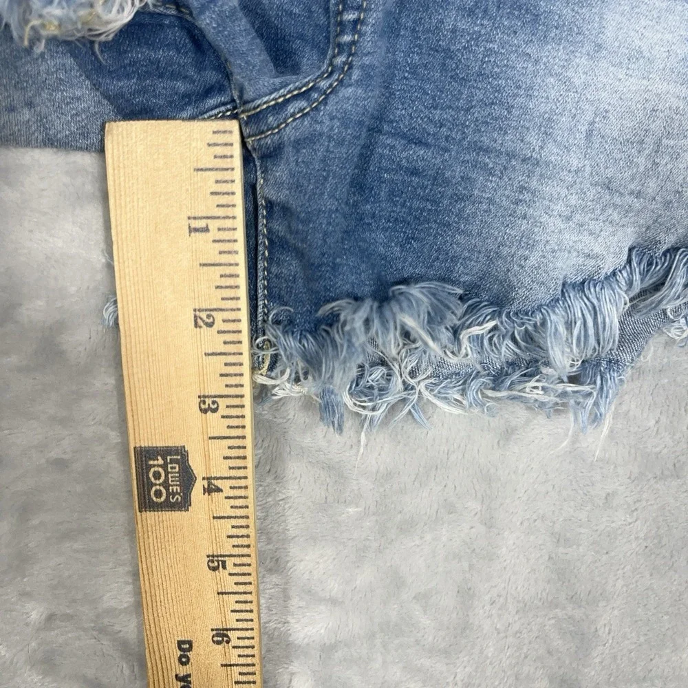 KanCan‎ Womens Denim Shorts Micro Mini Frayed Hem Grunge Stretch Small